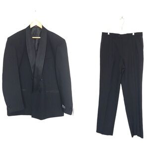 𝅺nwt Noir Formalwear black double breasted suit size R44